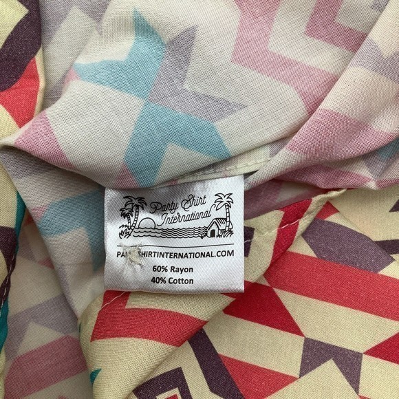 PSI Party Shirt International Mens‎ Short Sleeve Button Shirt Pink Blue 2XL NWT - Picture 7 of 8